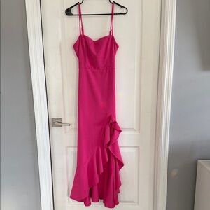 Lulu's Vibrant Pink Asymmetrical Dress
